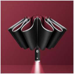 Ombrello inverso pieghevole automatico con luce - Wine Red