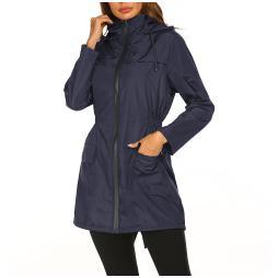Giacca da alpinismo impermeabile leggera con cappuccio, giacca a vento da donna - XL,Tibetan blue