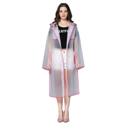 Cappotto antipioggia trasparente Poncho impermeabile lungo con cappuccio da donna per il campeggio e l'escursionismo - XL,Pink